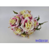  Rózsa 18 ágú selyemvirág csokor 45 cm - Krém-Lila Átmenetes