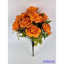  Rózsa 18 ágú selyemvirág csokor 45 cm - Narancs dekoráció