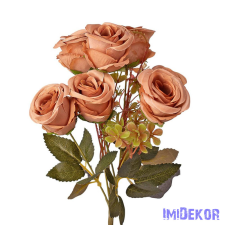  Rózsa 7 ágú selyemvirág csokor 31cm - Bézs dekorációs kellék