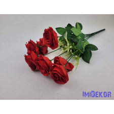  Rózsa 7 ágú selyemvirág csokor 42cm - Piros dekorációs kellék