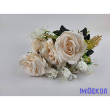  Rózsa 7 ágú selyemvirág csokor 43cm - Halvány Barack dekorációs kellék