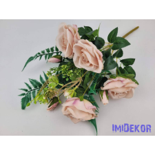  Rózsa+bimbó 9 ágú féloldalas csokor 50 cm - Rózsaszínes dekoráció