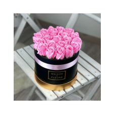  Rózsa Box Henger alakú 20 szál Fekete-rózsaszín ajándéktárgy