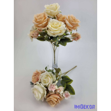  Rózsa hortenzia 7 ágú selyemvirág csokor 29 cm - Krém-Halvány Barack dekoráció
