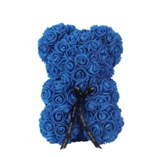  Rózsa maci, örök virág maci díszdobozban 25 cm - sötét kék ajándéktárgy
