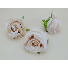 Rózsa minőségi selyemvirág fej 6 cm - Cappuccino dekorációs kellék
