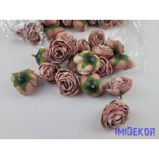  Rózsa szárazhatású selyem fej 4,5cm - Sötét Púder dekorációs kellék