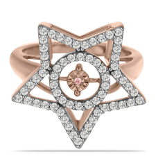  Rózsaarannyal Bevont Ezüst Gyűrű Rózsaszín Táncoló Gyémánttal és Fehér Topázzal, Y58020/57 gyűrű