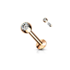  Rózsaarany Színű 316L Orvosi Acél Egyenesszárú Labret Piercing Fehér Kővel