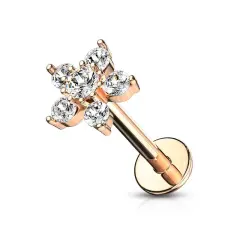  Rózsaarany színű cirkónia köves virág alakú piercing 8mm egyéb ékszer