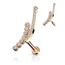  Rózsaarany Színű Hullámos 316L Orvosi Acél Egyenesszárú Labret Piercing Kövekkel egyéb ékszer
