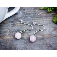  Rózsakvarc lógós fülbevaló 8mm fülbevaló