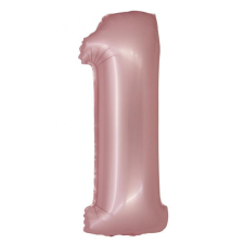 Rózsaszín 1-es Light Pink Mat szám fólia lufi 76 cm party kellék