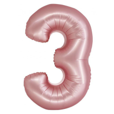 Rózsaszín 3-as Light Pink Mat szám fólia lufi 76 cm party kellék