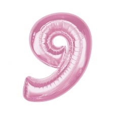 Rózsaszín 9-es Light Pink szám fólia lufi 92 cm party kellék