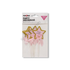  Rózsaszín-arany csillag alakú Happy birthday tortadísz beszúró 4 db sütés és főzés