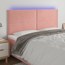 rózsaszín bársony LED-es fejtámla 180x5x118/128 cm ágy és ágykellék