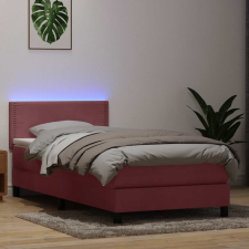  rózsaszín bársony rugós és LED-es ágy matraccal 100x210 cm ágy és ágykellék