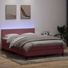  rózsaszín bársony rugós és LED-es ágy matraccal 160x210 cm ágy és ágykellék