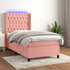 rózsaszín bársony rugós és LED-es ágy matraccal 90x190 cm ágy és ágykellék
