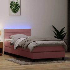  rózsaszín bársony rugós és LED-es ágy matraccal 90x210 cm ágy és ágykellék