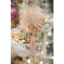  Rózsaszín Karnevál bársony szív 23cm karácsonyfadísz