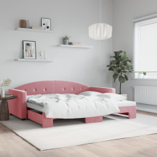 rózsaszín kihúzható szövet heverő 90 x 200 cm ágy és ágykellék