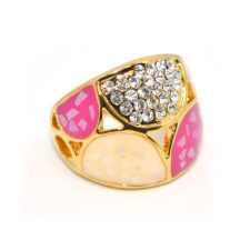  Rózsaszín Swarovski kristályos dizájner gyűrű, arany színű-8 gyűrű