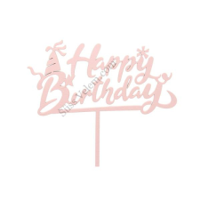 Rózsaszín vidám Happy Birthday sziluett tortadísz sütés és főzés
