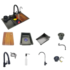  Rozsdamentes acél konyhai mosogató, nagy egy tál, könnyű összeszerelés, 68x46cm D mosogatótálca