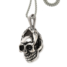  Rozsdamentes acél koponyás-karmos medál box chain nyaklánccal, ezüst színű nyaklánc