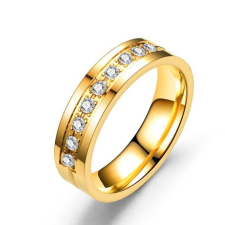  Rozsdamentes acél női karikagyűrű cirkóniumkristállyal, arany, 6-os méret gyűrű