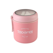  Rozsdamentes ételhordó termosz kanállal rózsaszín papírárú, csomagoló és tárolóeszköz