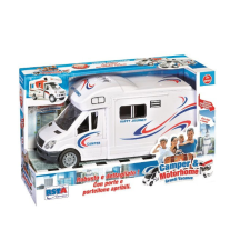 RS Toys Camper Caravan súrlódással, fényekkel, hangokkal és nyitható ajtókkal, gyerekeknek autópálya és játékautó