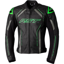 RST S1 CE bőrdzseki - fekete/szürke/neonzöld XXL méret motoros kabát