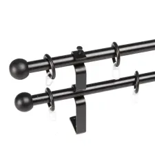  Rúdkarnis fém dupla fekete D=16 mm 200 cm (tartozékokkal) karnis, függönyrúd