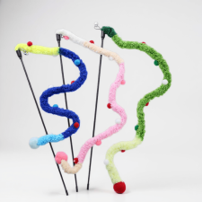  Rugalmas cica játékpálca csörgővel- Plüss csíkok játék macskáknak