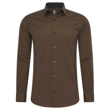 RUSTY NEAL férfi ing R-44 hosszú ujjú karcsú fazon, Barna 4XL férfi ing