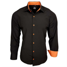  RUSTY NEAL férfi ing R-44 hosszú ujjú karcsú fazon, Fekete 4XL