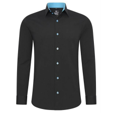 RUSTY NEAL férfi ing R-44 hosszú ujjú karcsú fazon, Fekete 4XL férfi ing