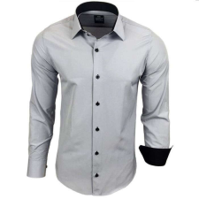 RUSTY NEAL férfi ing R-44 hosszú ujjú karcsú fazon, Szürke 4XL férfi ing