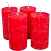  Rusztikus henger gyertya 40x75mm piros 4db/csom (db ár)