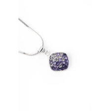  S925 Ezüst Nyaklánc Négyzet Alakú Lila És Fehér Swarovski® Köves Medállal nyaklánc
