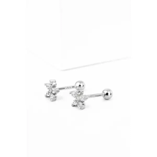  S925 Ezüst Virág Alakú Barbell Piercing Cirkónia Kövekkel -1db fülbevaló