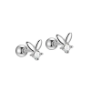  S999 Ezüst Nyuszi Alakú Köves Barbell Piercing
