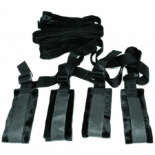 S&M - ágyhoz kötöző bondage szett (fekete) bilincs, kötöző