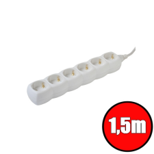 SAL Hálózati Elosztó 6DIN 1,5m White hosszabbító, elosztó