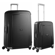 SAMSONITE S'CURE négykerekű fekete S+L csatos bőröndszett-2db kézitáska és bőrönd
