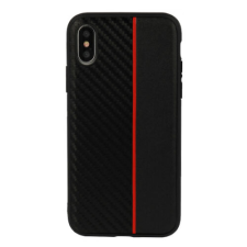 Samsung A750 Galaxy A7 2018, Szilikon tok, Moto Carbon, fekete-piros tok és táska