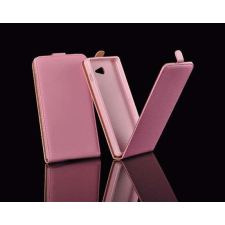 Samsung G900 Galaxy S5 rózsaszín szilikon keretes vékony flip tok tok és táska
